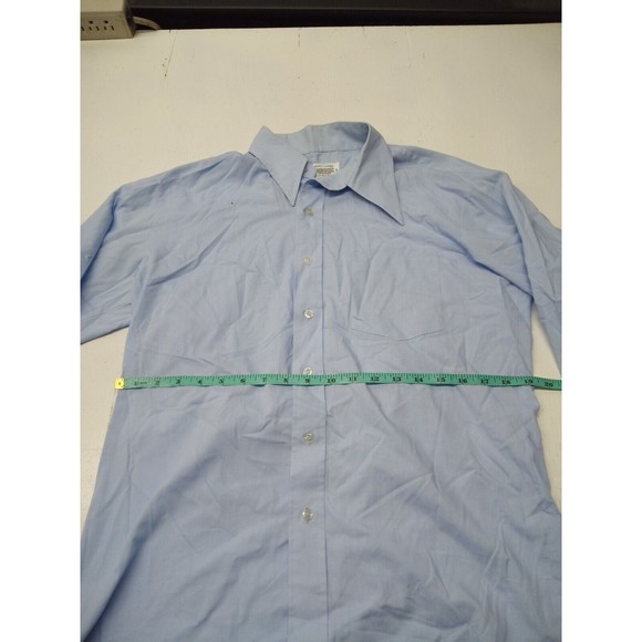 Vintage Kmart Permanent Press Button Up Shirt Size 17 1/2 -33 Light Blue Long Sl - Picture 3 of 5